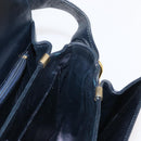 CELINE C Sulky Horse Carriage Shoulder Bag Canvas Leather Navy Gold Auth ep11975-18