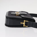 CELINE C Sulky Horse Carriage Shoulder Bag Canvas Leather Navy Gold Auth ep11975-4