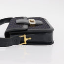 CELINE C Sulky Horse Carriage Shoulder Bag Canvas Leather Navy Gold Auth ep11975-5
