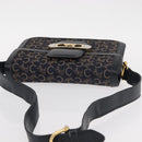 CELINE C Sulky Horse Carriage Shoulder Bag Canvas Leather Navy Gold Auth ep11975-6