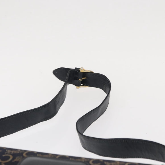 CELINE C Sulky Horse Carriage Shoulder Bag Canvas Leather Navy Gold Auth ep11975