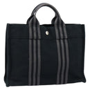 HERMES Fourre Tout PM Hand Bag Canvas Black Silver Auth ep11982-1