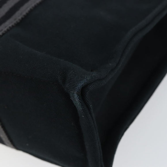 HERMES Fourre Tout PM Hand Bag Canvas Black Silver Auth ep11982