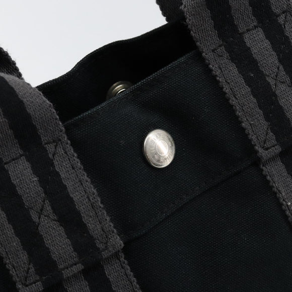 HERMES Fourre Tout PM Hand Bag Canvas Black Silver Auth ep11982