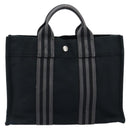HERMES Fourre Tout PM Hand Bag Canvas Black Silver Auth ep11982-13