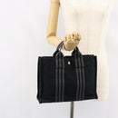 HERMES Fourre Tout PM Hand Bag Canvas Black Silver Auth ep11982-21