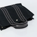 HERMES Fourre Tout PM Hand Bag Canvas Black Silver Auth ep11982-6