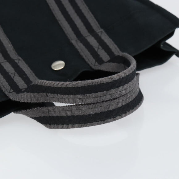 HERMES Fourre Tout PM Hand Bag Canvas Black Silver Auth ep11982