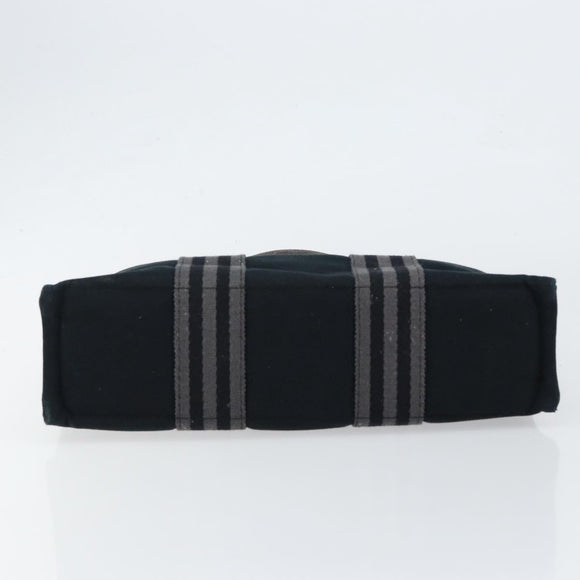 HERMES Fourre Tout PM Hand Bag Canvas Black Silver Auth ep11982