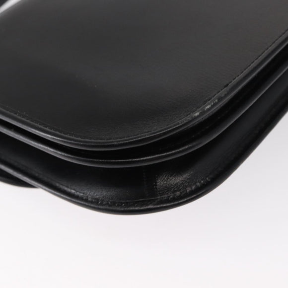 Christian Dior Shoulder Bag Leather Black Gold Auth ep11983