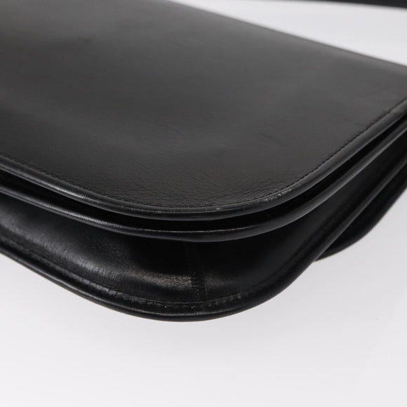 Christian Dior Shoulder Bag Leather Black Gold Auth ep11983