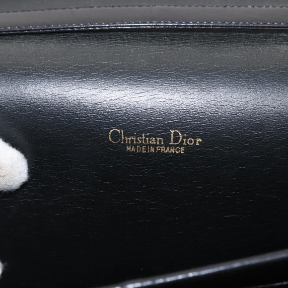 Christian Dior Shoulder Bag Leather Black Gold Auth ep11983
