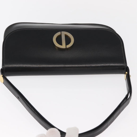 Christian Dior Shoulder Bag Leather Black Gold Auth ep11983
