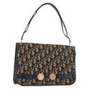 Christian Dior Trotter Canvas Shoulder Bag Navy Gold Auth ep11984-1