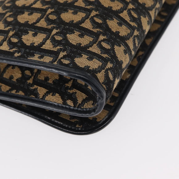 Christian Dior Trotter Canvas Shoulder Bag Navy Gold Auth ep11984