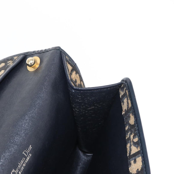 Christian Dior Trotter Canvas Shoulder Bag Navy Gold Auth ep11984