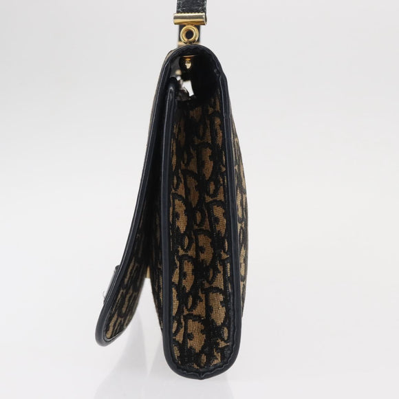 Christian Dior Trotter Canvas Shoulder Bag Navy Gold Auth ep11984