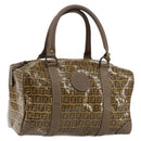 FENDI Zucchino Canvas Boston Bag Enamel Brown Auth ep11985-1