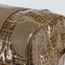 FENDI Zucchino Canvas Boston Bag Enamel Brown Auth ep11985-10
