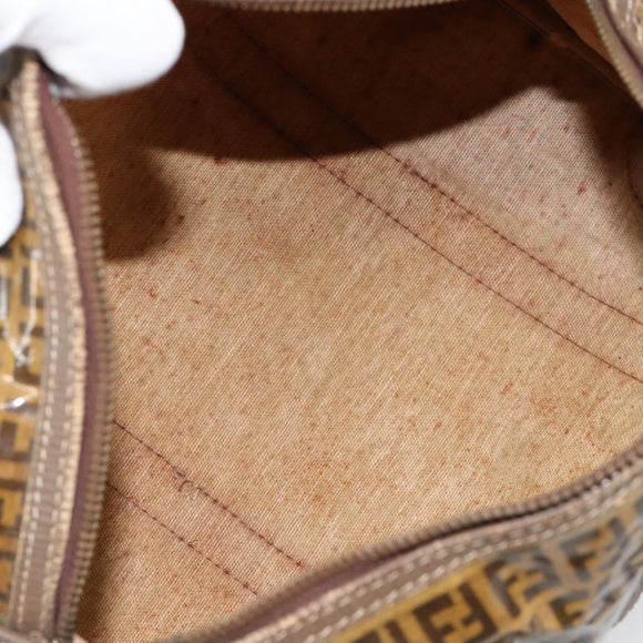 FENDI Zucchino Canvas Boston Bag Enamel Brown Auth ep11985