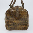 FENDI Zucchino Canvas Boston Bag Enamel Brown Auth ep11985-4