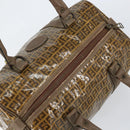 FENDI Zucchino Canvas Boston Bag Enamel Brown Auth ep11985-6