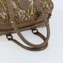 FENDI Zucchino Canvas Boston Bag Enamel Brown Auth ep11985-7