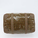 FENDI Zucchino Canvas Boston Bag Enamel Brown Auth ep11985-9