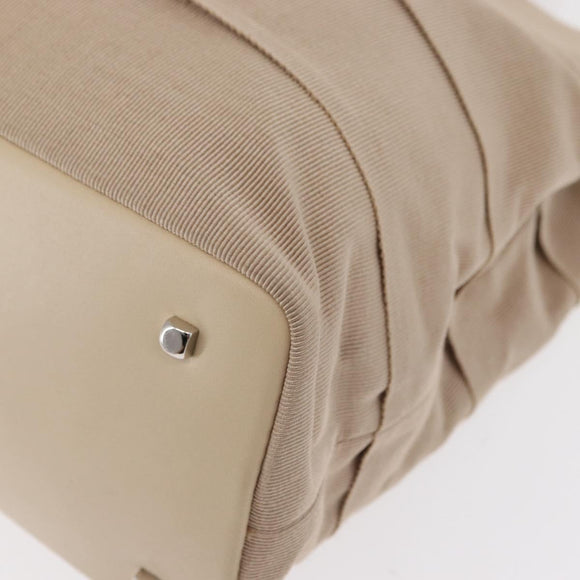 Salvatore Ferragamo Gancini Hand Bag Nylon Beige Silver Auth ep11986