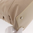 Salvatore Ferragamo Gancini Hand Bag Nylon Beige Silver Auth ep11986-15