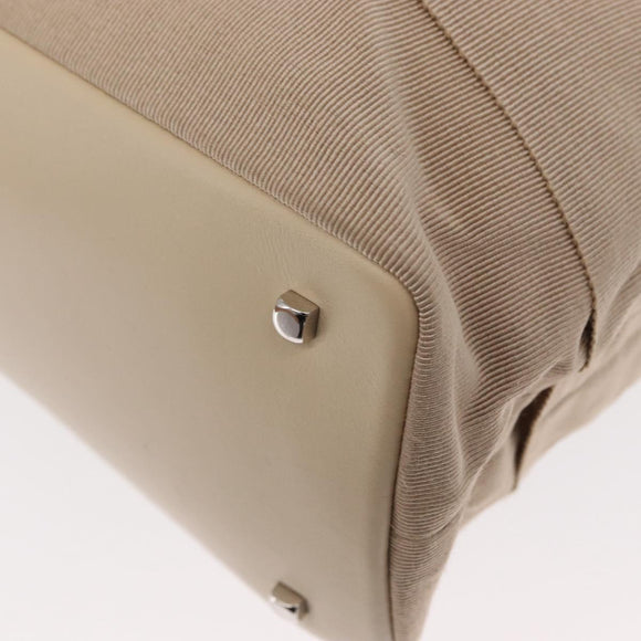 Salvatore Ferragamo Gancini Hand Bag Nylon Beige Silver Auth ep11986