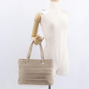 Salvatore Ferragamo Gancini Hand Bag Nylon Beige Silver Auth ep11986-25
