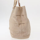 Salvatore Ferragamo Gancini Hand Bag Nylon Beige Silver Auth ep11986-3