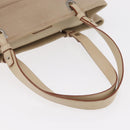 Salvatore Ferragamo Gancini Hand Bag Nylon Beige Silver Auth ep11986-7