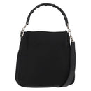 GUCCI Bamboo Shoulder Bag Nylon 2way Black Silver 001 1638 Auth ep11989-1