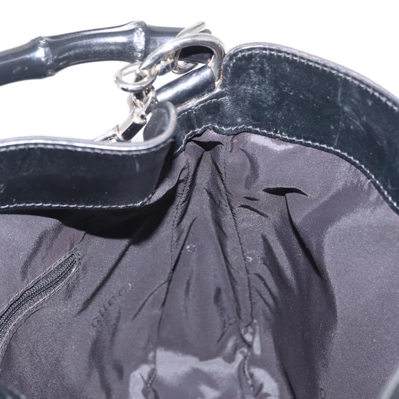 GUCCI Bamboo Shoulder Bag Nylon 2way Black Silver 001 1638 Auth ep11989