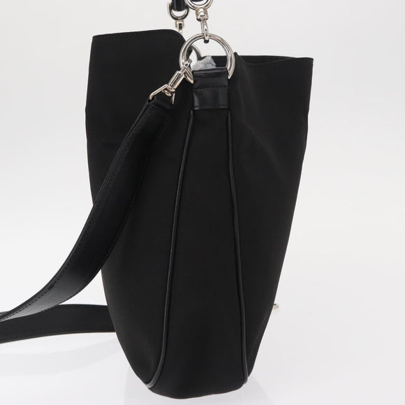 GUCCI Bamboo Shoulder Bag Nylon 2way Black Silver 001 1638 Auth ep11989