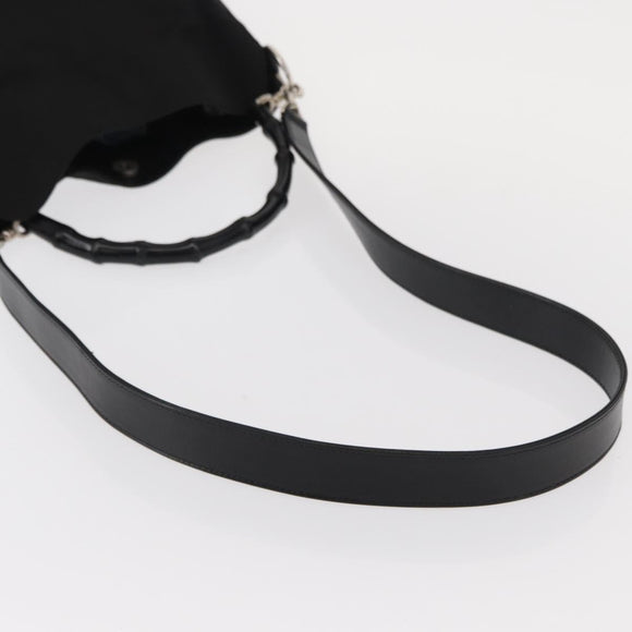 GUCCI Bamboo Shoulder Bag Nylon 2way Black Silver 001 1638 Auth ep11989