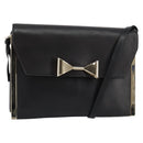 Chloe Shoulder Bag Leather Black Gold Auth ep11990-1