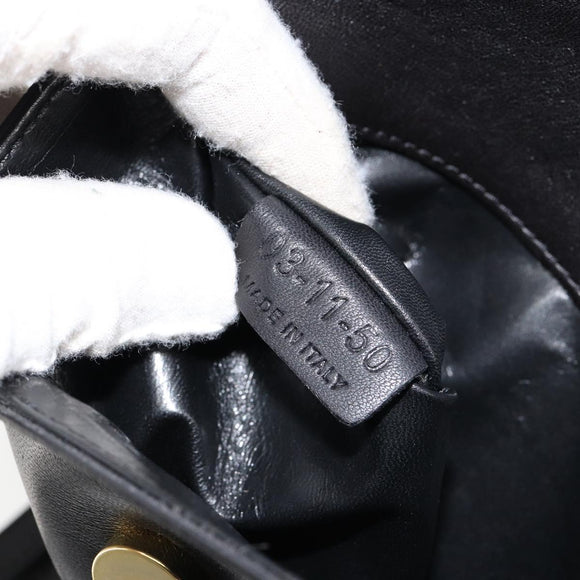 Chloe Shoulder Bag Leather Black Gold Auth ep11990