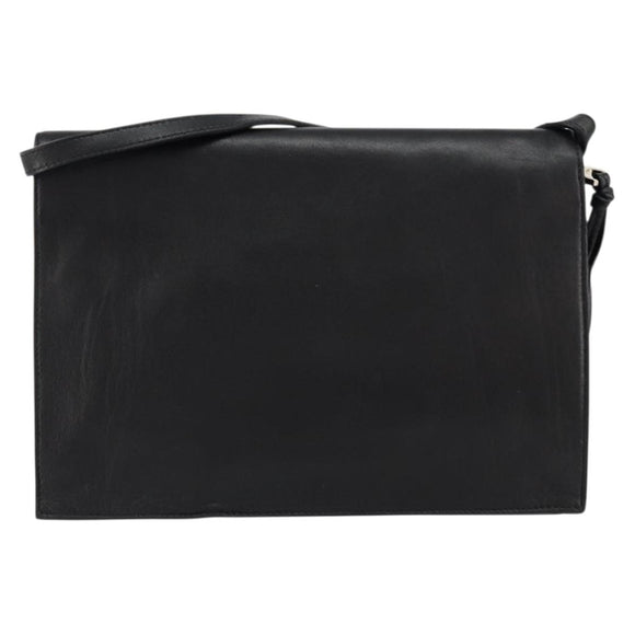 Chloe Shoulder Bag Leather Black Gold Auth ep11990