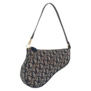 Christian Dior Trotter Canvas Saddle Pouch Navy Gold Auth ep11991-1