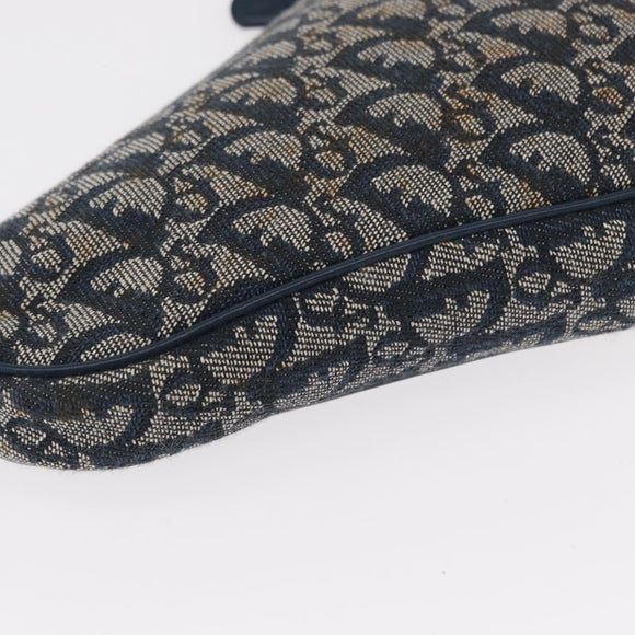 Christian Dior Trotter Canvas Saddle Pouch Navy Gold Auth ep11991