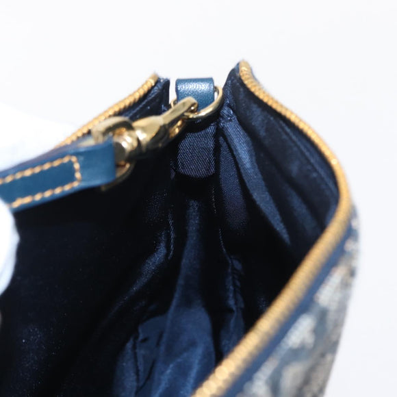 Christian Dior Trotter Canvas Saddle Pouch Navy Gold Auth ep11991