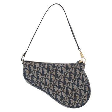 Christian Dior Trotter Canvas Saddle Pouch Navy Gold Auth ep11991 - 0