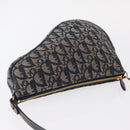 Christian Dior Trotter Canvas Saddle Pouch Navy Gold Auth ep11991-6