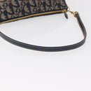 Christian Dior Trotter Canvas Saddle Pouch Navy Gold Auth ep11991-7