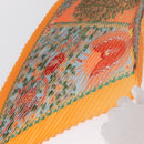 HERMES Pleated Carre 90 Scarf ""Axis Mundi"" Silk Orange Auth ep11993-10