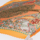 HERMES Pleated Carre 90 Scarf ""Axis Mundi"" Silk Orange Auth ep11993-11