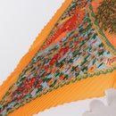 HERMES Pleated Carre 90 Scarf ""Axis Mundi"" Silk Orange Auth ep11993-3